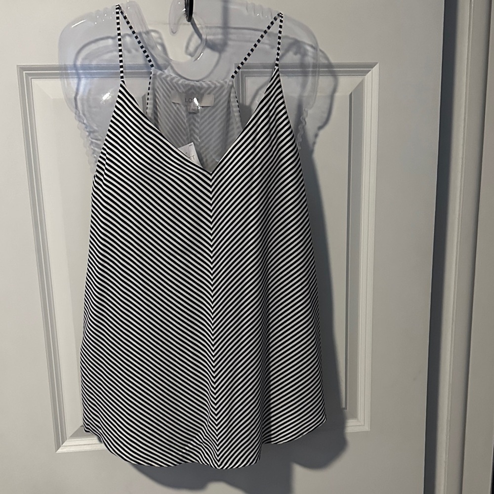LOFT Monochrome Striped Sleeveless Top